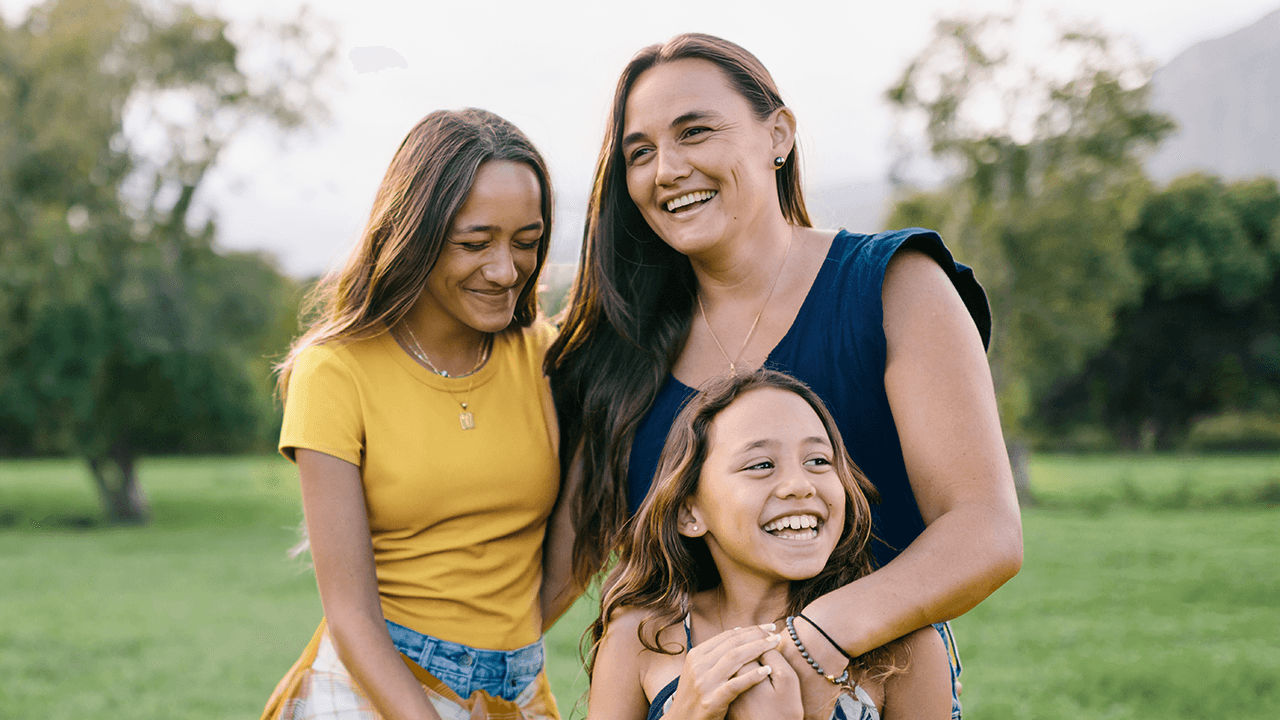 Graphic of a woman and two children smiling. AHR 2026 Health of Women and Children Report cover image.
