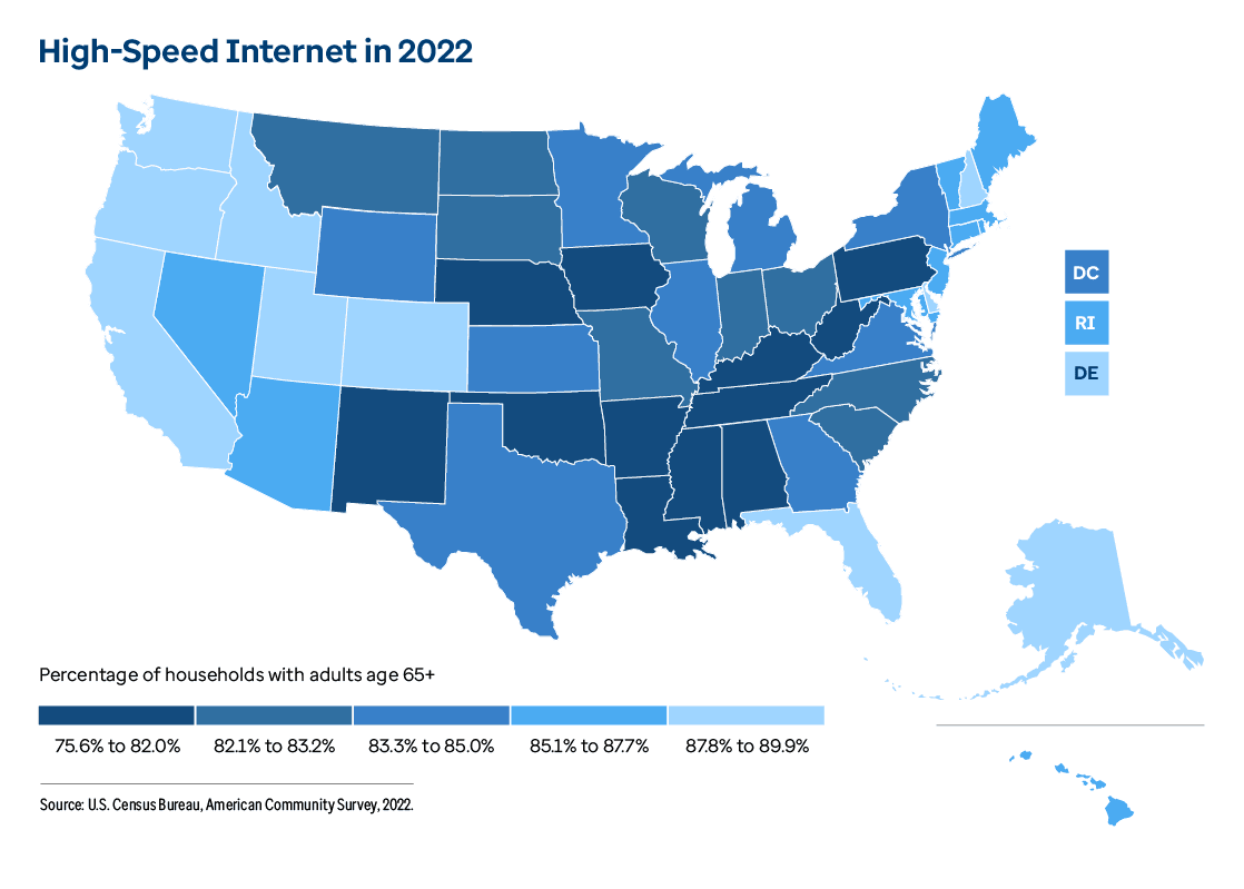 Graphic representation of High-Speed Internet information contained on this page. Download the full report PDF from the report Overview page for details.